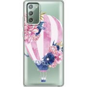 Чехол со стразами Samsung N980 Galaxy Note 20 Pink Air Baloon
