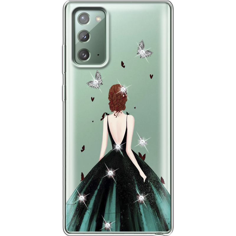 Чехол со стразами Samsung N980 Galaxy Note 20 Girl in the green dress
