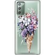 Чехол со стразами Samsung N980 Galaxy Note 20 Ice Cream Flowers