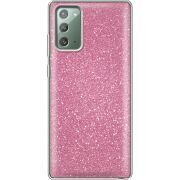Чехол с блёстками Samsung N980 Galaxy Note 20 Розовый