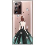 Чехол со стразами Samsung N985 Galaxy Note 20 Ultra Girl in the green dress