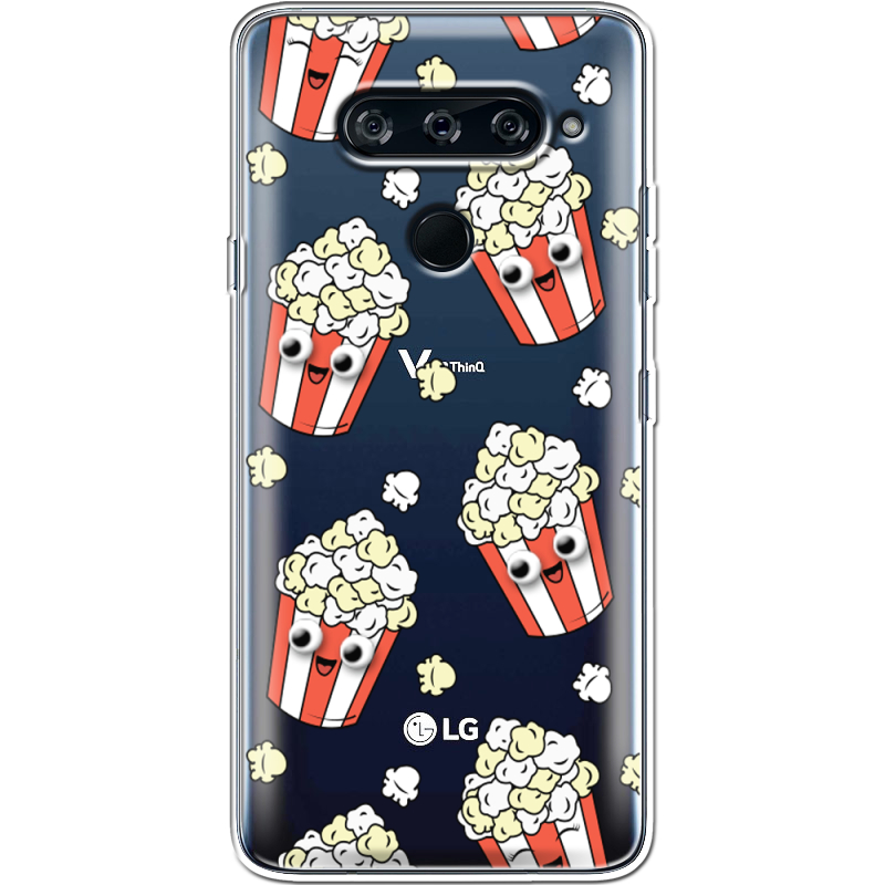 Прозрачный чехол BoxFace LG V40 ThinQ с 3D-глазками Popcorn