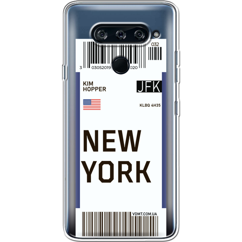 Прозрачный чехол BoxFace LG V40 ThinQ Ticket New York