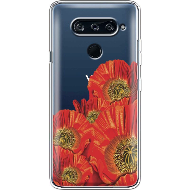 Прозрачный чехол BoxFace LG V40 ThinQ Red Poppies