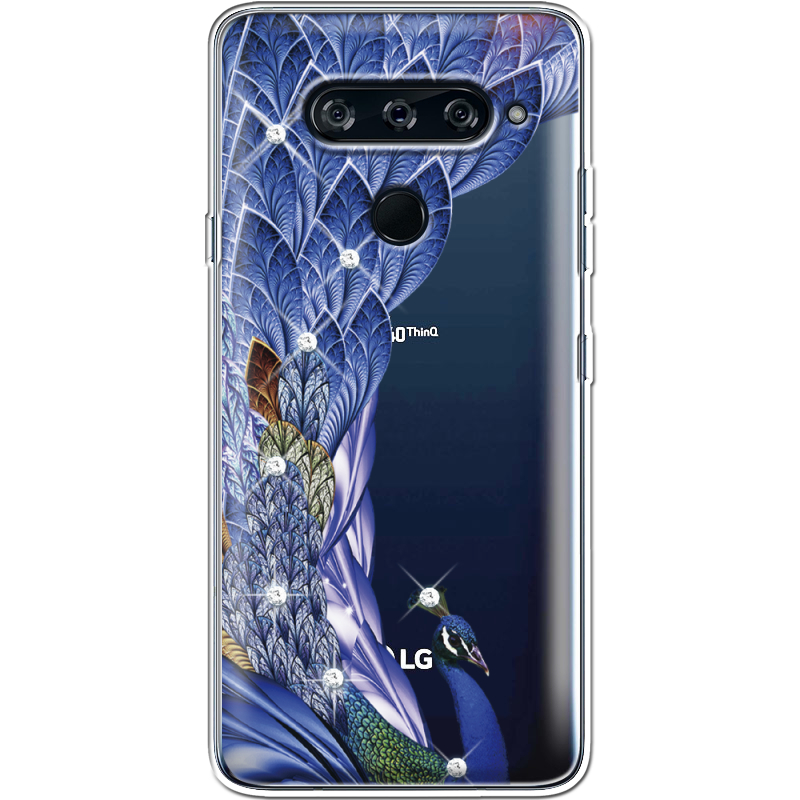 Чехол со стразами  LG V40 ThinQ Peafowl