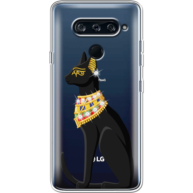 Чехол со стразами  LG V40 ThinQ Egipet Cat