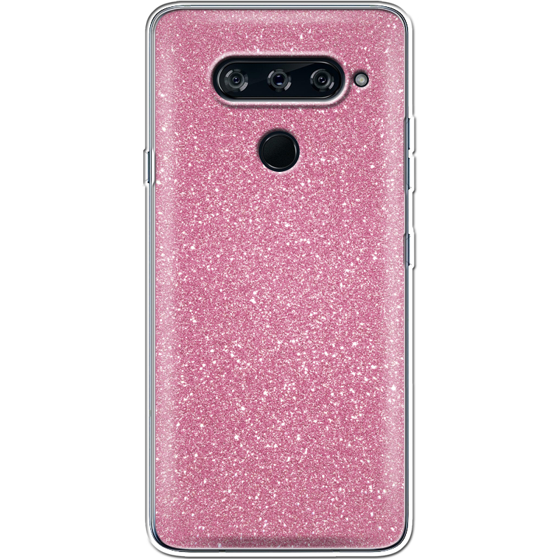 Чехол с блёстками LG V40 ThinQ Розовый