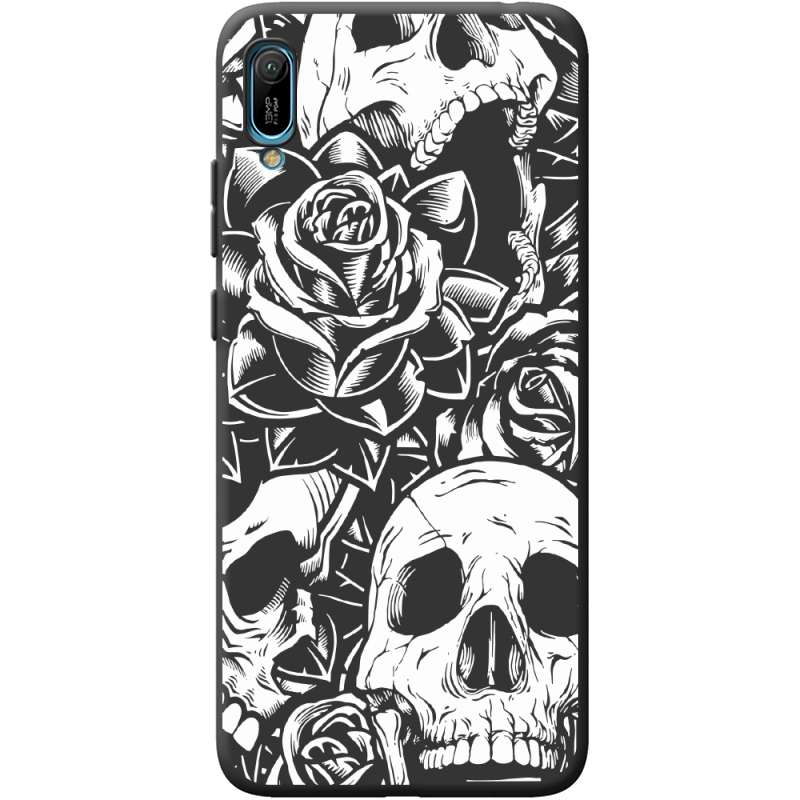 Черный чехол BoxFace Huawei Y6 2019 Skull and Roses