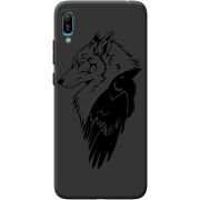 Черный чехол BoxFace Huawei Y6 2019 Wolf and Raven