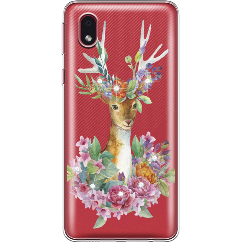 Чехол со стразами Samsung Galaxy A01 Core (A013) Deer with flowers