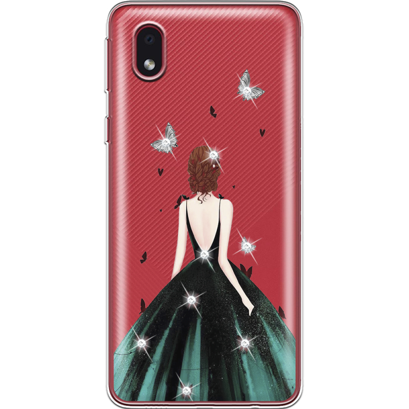 Чехол со стразами Samsung Galaxy A01 Core (A013) Girl in the green dress