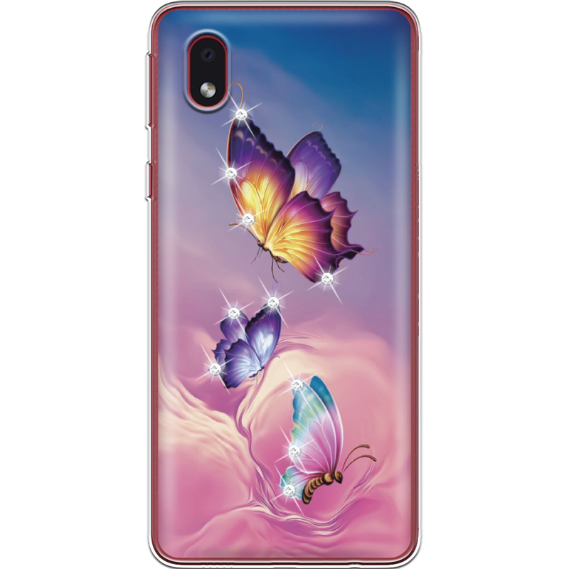 Чехол со стразами Samsung Galaxy A01 Core (A013) Butterflies