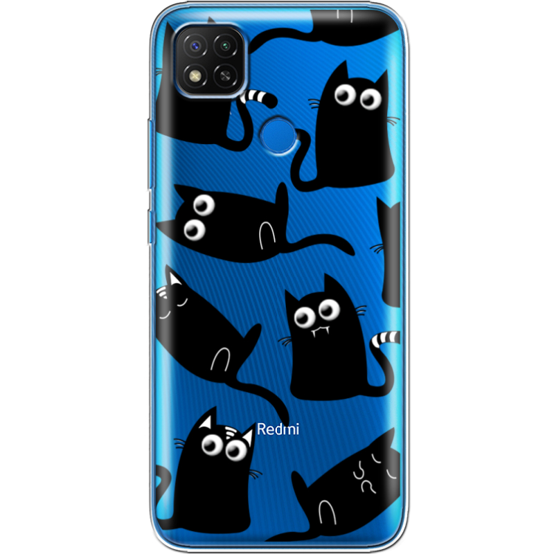 Прозрачный чехол BoxFace Xiaomi Redmi 9C с 3D-глазками Black Kitty