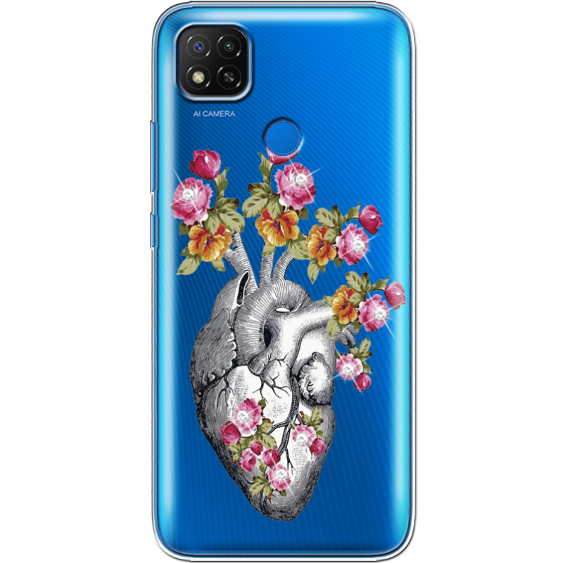 Чехол со стразами Xiaomi Redmi 9C Heart