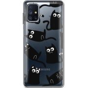 Прозрачный чехол BoxFace Samsung M515 Galaxy M51 с 3D-глазками Black Kitty