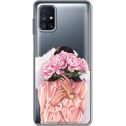 Прозрачный чехол BoxFace Samsung M515 Galaxy M51 Девушка с Пионами