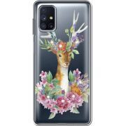 Чехол со стразами Samsung M515 Galaxy M51 Deer with flowers
