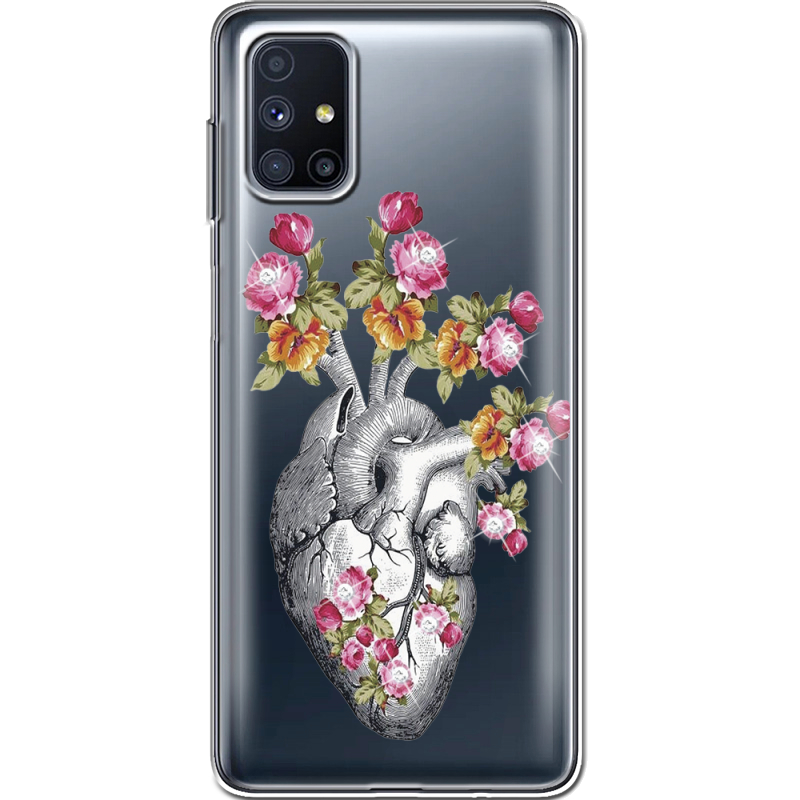 Чехол со стразами Samsung M515 Galaxy M51 Heart