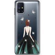 Чехол со стразами Samsung M515 Galaxy M51 Girl in the green dress