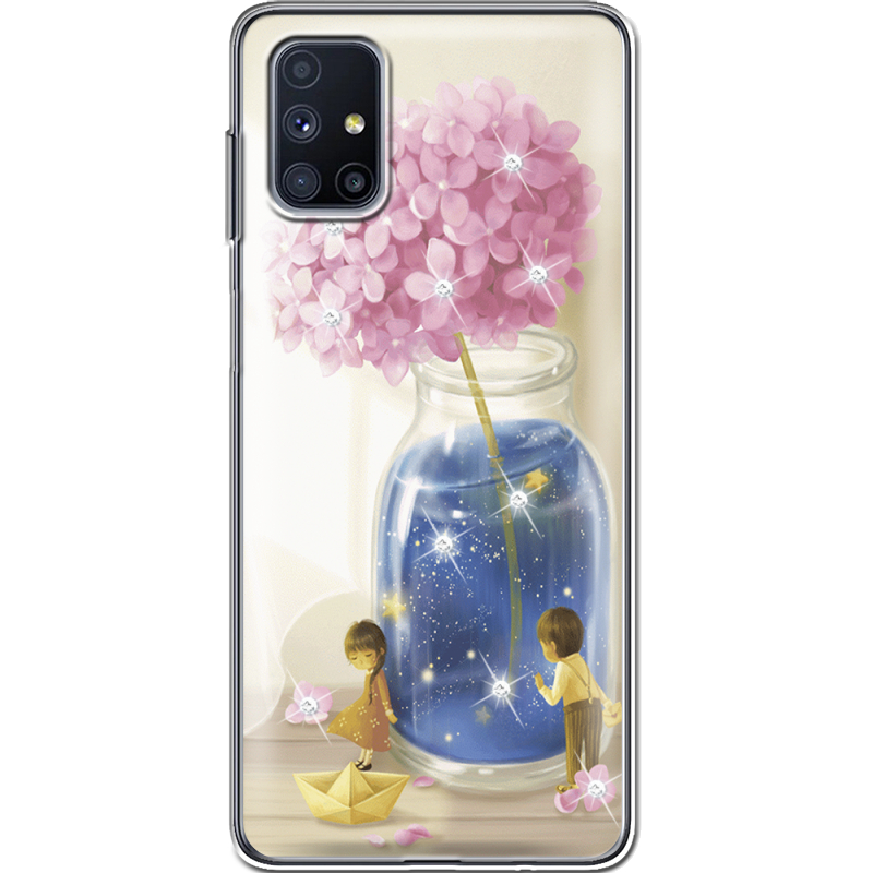 Чехол со стразами Samsung M515 Galaxy M51 Little Boy and Girl