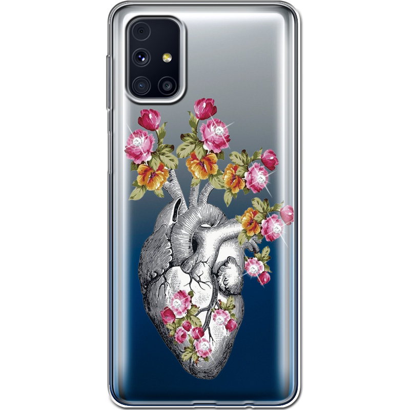 Чехол со стразами Samsung M317 Galaxy M31s Heart