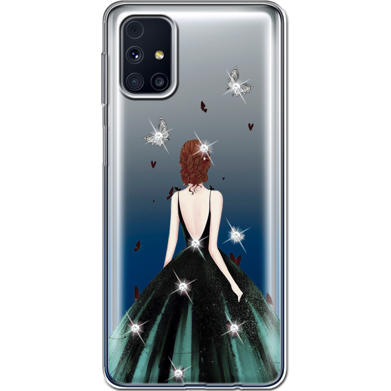 Чехол со стразами Samsung M317 Galaxy M31s Girl in the green dress