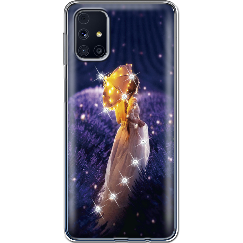 Чехол со стразами Samsung M317 Galaxy M31s Girl with Umbrella