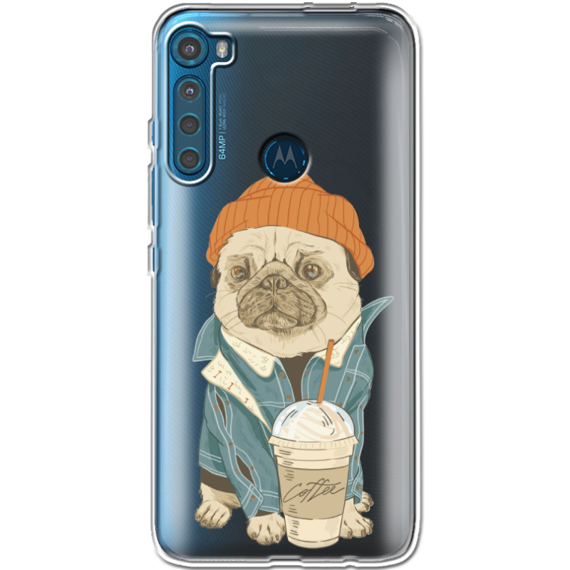 Прозрачный чехол BoxFace Motorola One Fusion Plus Dog Coffeeman