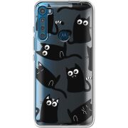 Прозрачный чехол BoxFace Motorola One Fusion Plus с 3D-глазками Black Kitty