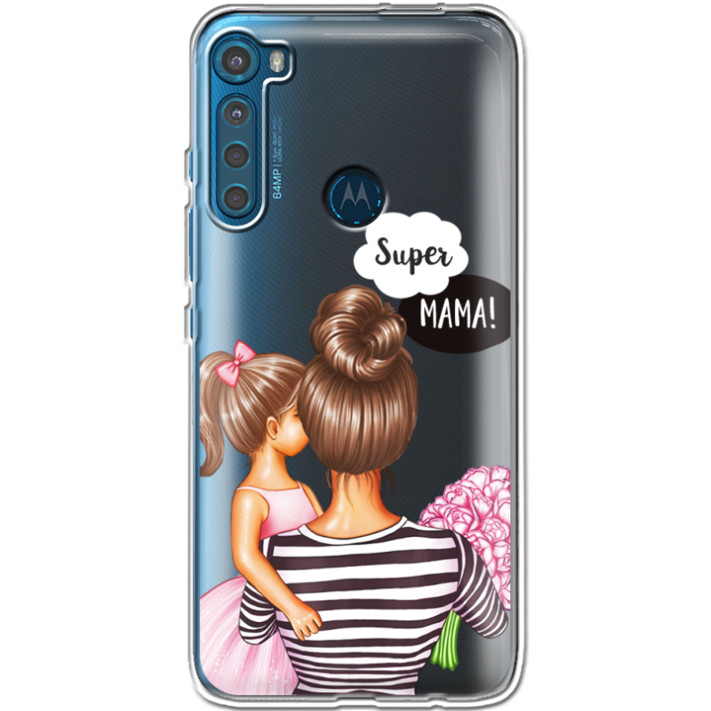 Прозрачный чехол BoxFace Motorola One Fusion Plus Super Mama and Daughter