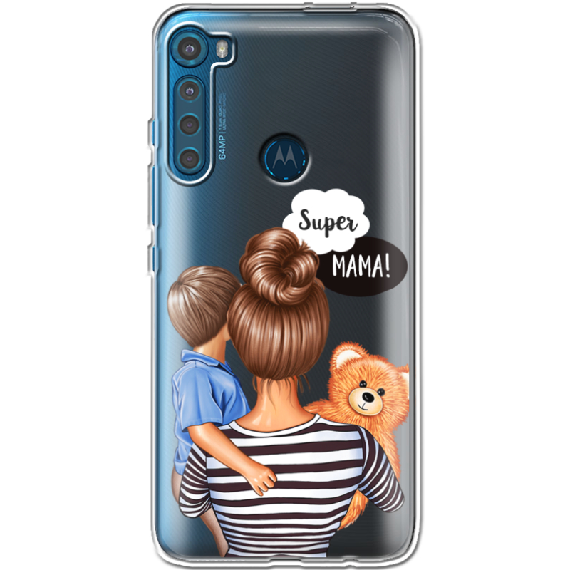 Прозрачный чехол BoxFace Motorola One Fusion Plus Super Mama and Son