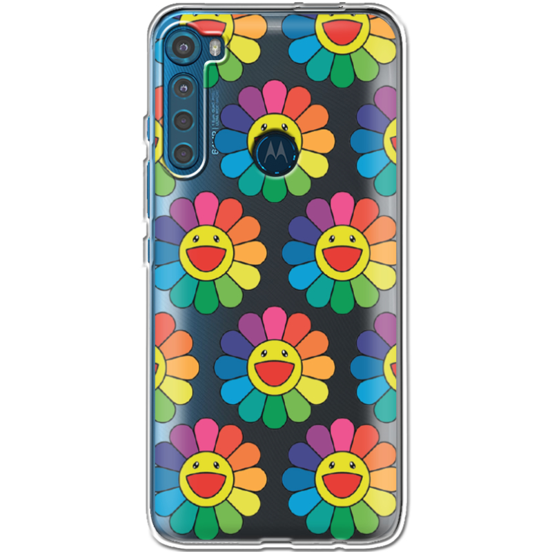 Прозрачный чехол BoxFace Motorola One Fusion Plus Hippie Flowers