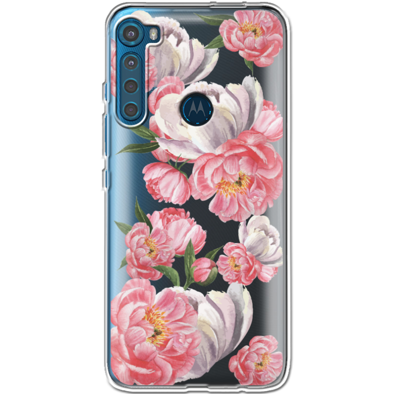 Прозрачный чехол BoxFace Motorola One Fusion Plus Peony Watercolor Style