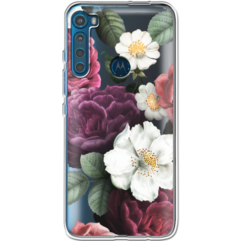 Прозрачный чехол BoxFace Motorola One Fusion Plus Floral Dark Dreams