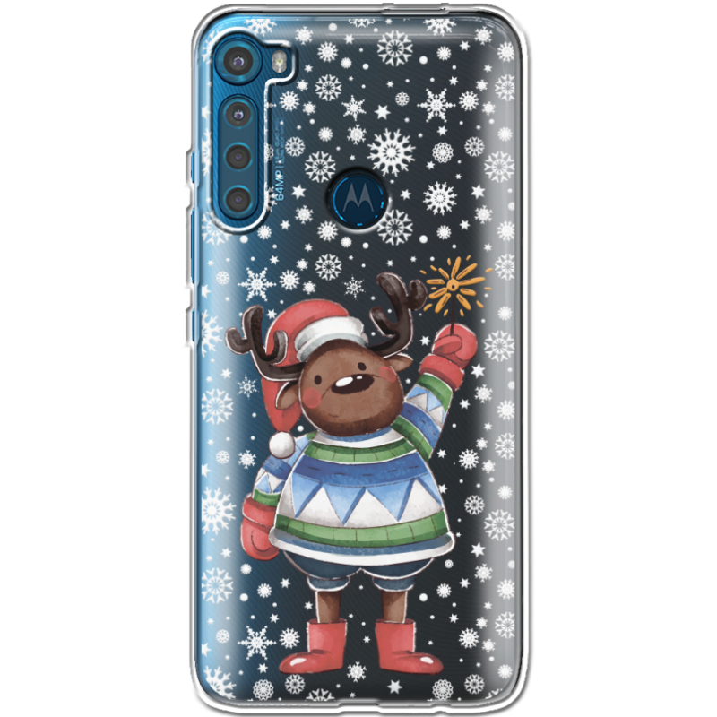 Прозрачный чехол BoxFace Motorola One Fusion Plus Christmas Deer with Snow