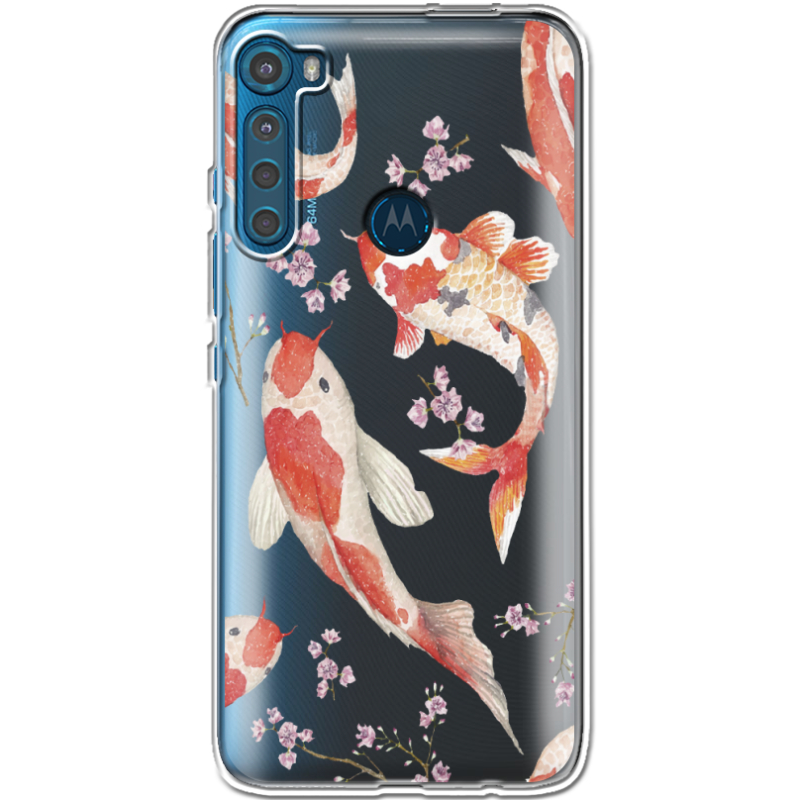 Прозрачный чехол BoxFace Motorola One Fusion Plus Japanese Koi Fish