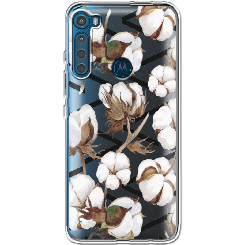 Прозрачный чехол BoxFace Motorola One Fusion Plus Cotton flowers