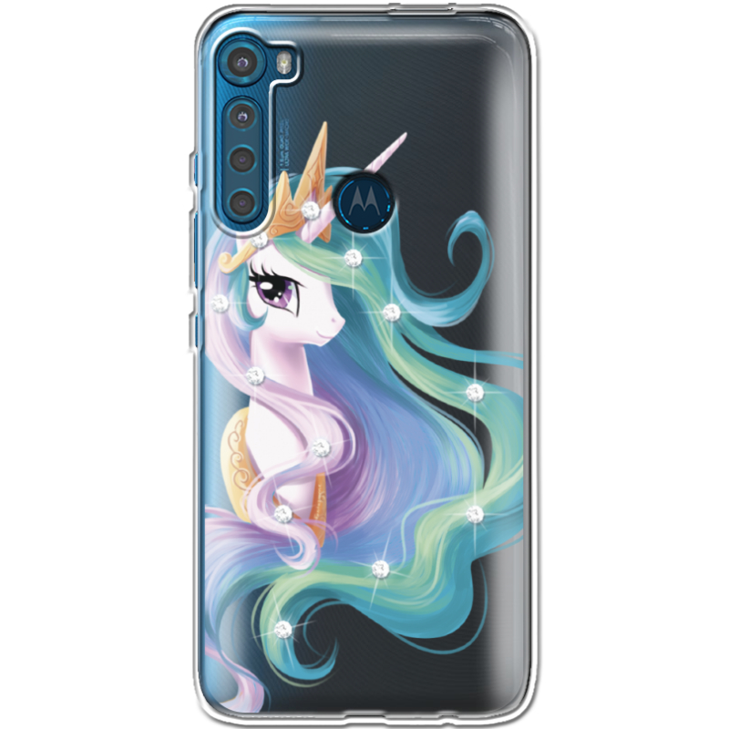 Чехол со стразами Motorola One Fusion Plus Unicorn Queen
