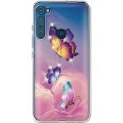 Чехол со стразами Motorola One Fusion Plus Butterflies