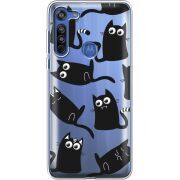 Прозрачный чехол BoxFace Motorola G8 с 3D-глазками Black Kitty