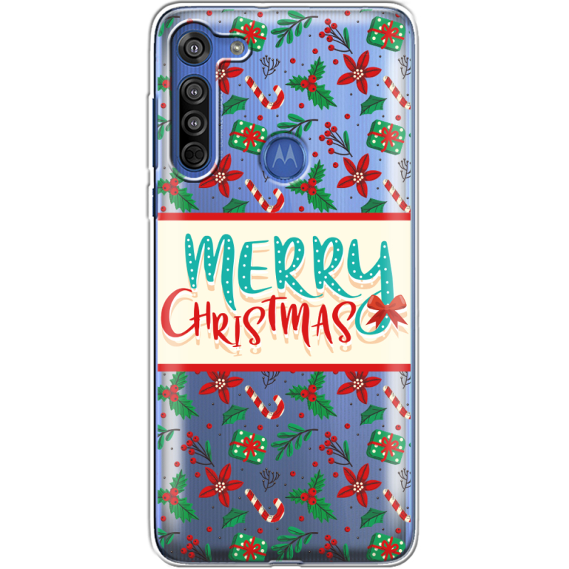 Прозрачный чехол BoxFace Motorola G8 Vintage Christmas Pattern