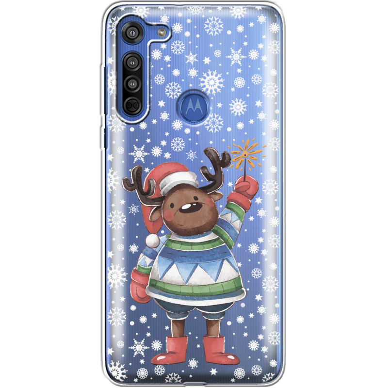 Прозрачный чехол BoxFace Motorola G8 Christmas Deer with Snow