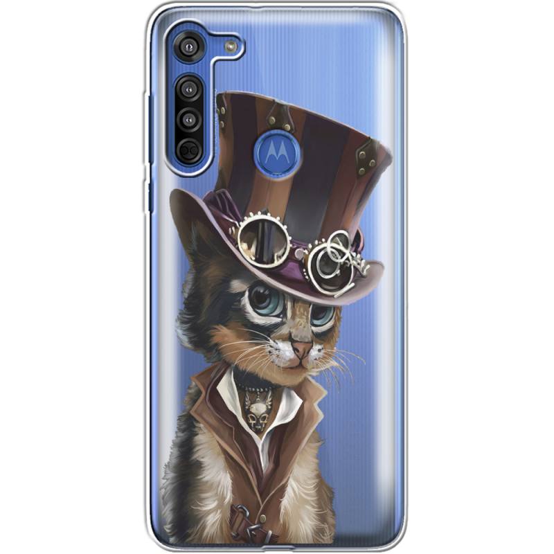 Прозрачный чехол BoxFace Motorola G8 Steampunk Cat