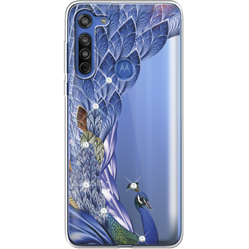 Чехол со стразами Motorola G8 Peafowl