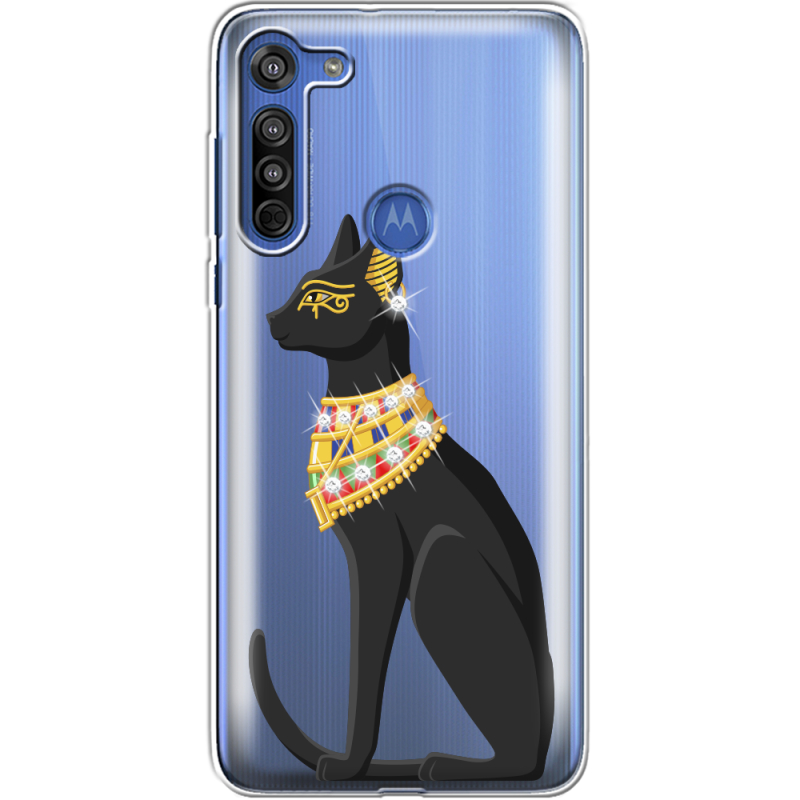 Чехол со стразами Motorola G8 Egipet Cat