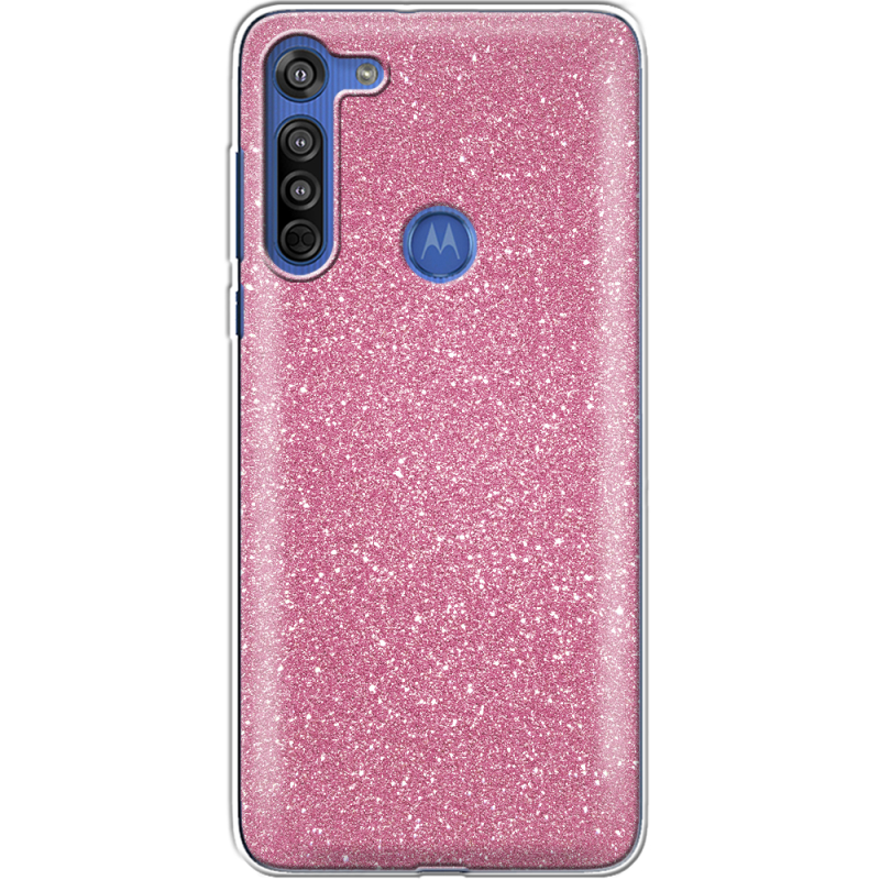 Чехол с блёстками Motorola G8 Розовый