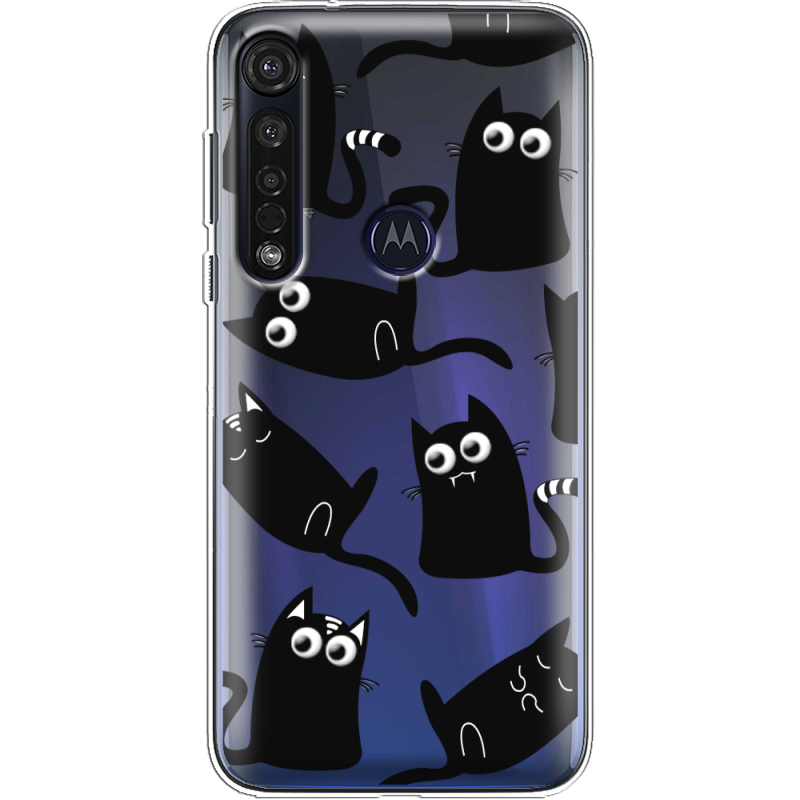 Прозрачный чехол BoxFace Motorola G8 Plus с 3D-глазками Black Kitty