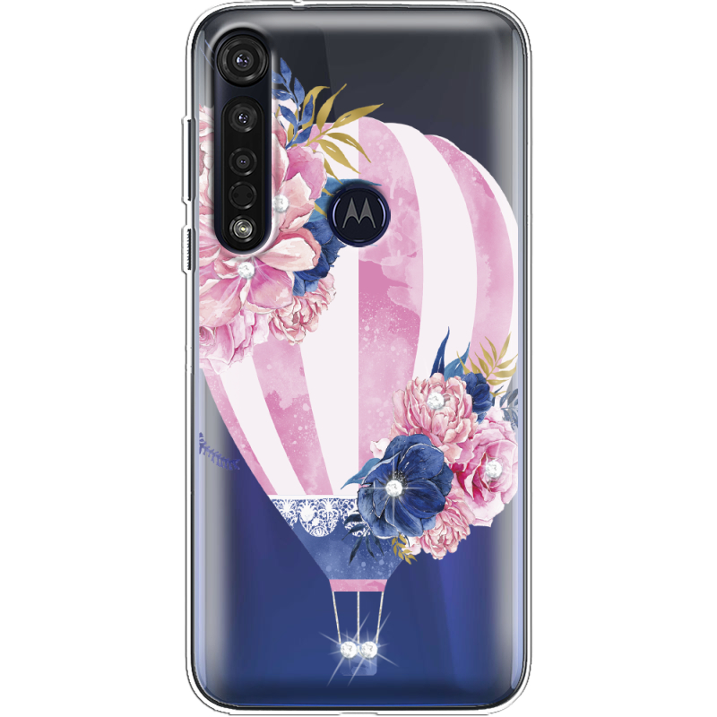 Чехол со стразами Motorola G8 Plus Pink Air Baloon