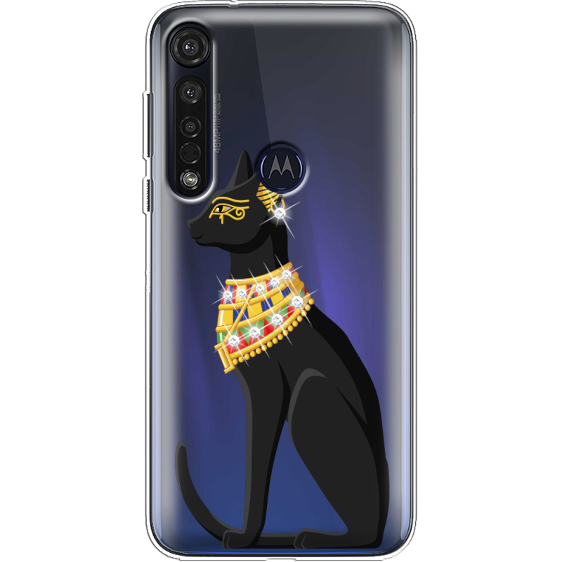Чехол со стразами Motorola G8 Plus Egipet Cat
