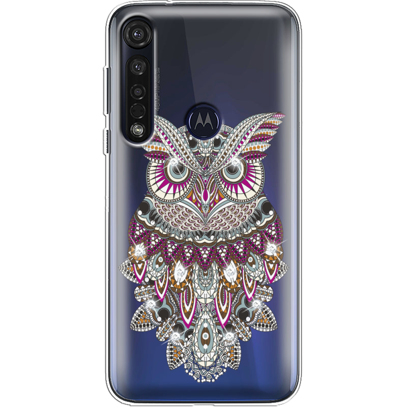 Чехол со стразами Motorola G8 Plus Owl